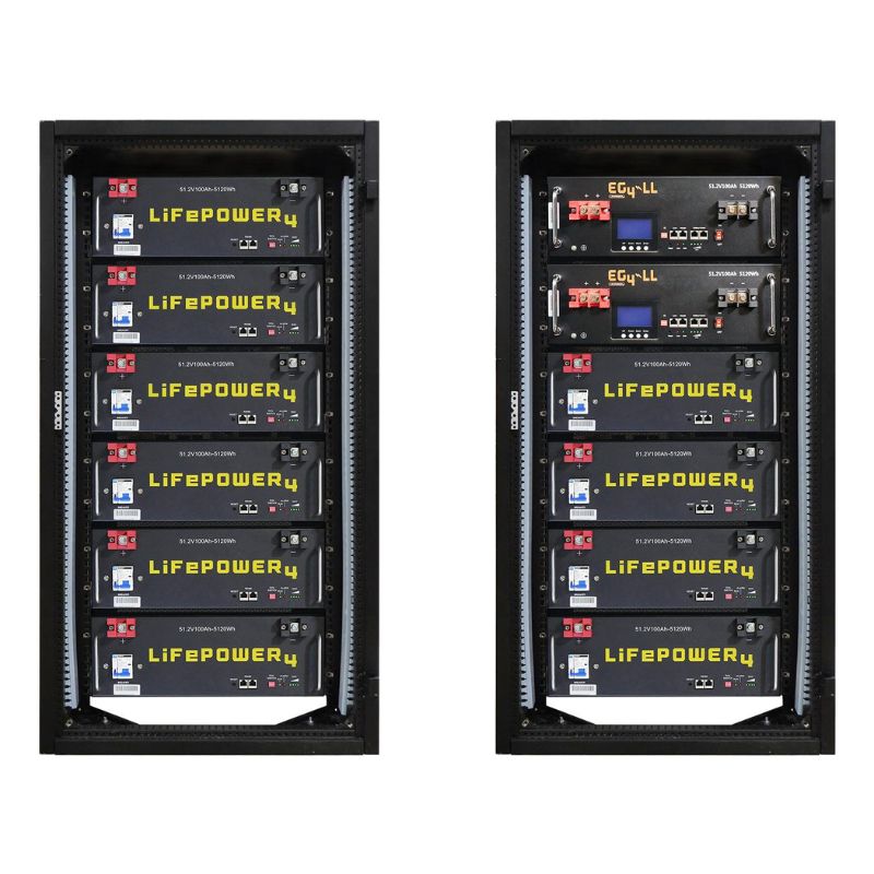 EG4 Enclosed 6 Slot Battery Rack [Pre-Assembled] | Wheels Included | Bus Bar Covers | Welded (Grey)