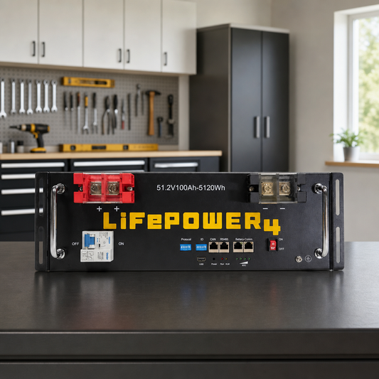 EG4 LifePower4 Lithium Battery | 48V 100AH 5.12kWh Server Rack lifestyle hero image