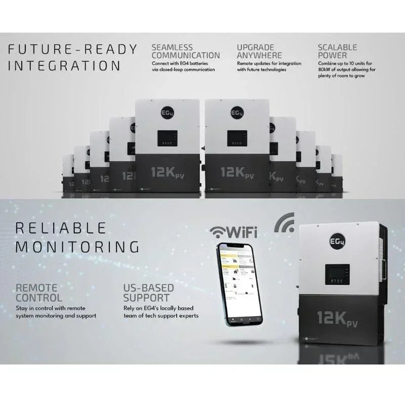 EG4 12kPV Hybrid Inverter 12000W Input 120/240V Split Phase | All-In-One Hybrid Solar Inverter