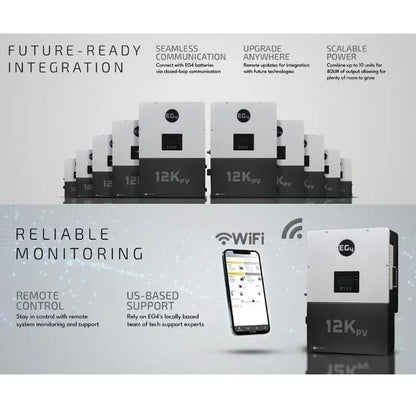 EG4 12kPV Hybrid Inverter 12000W Input 120/240V Split Phase | All-In-One Hybrid Solar Inverter