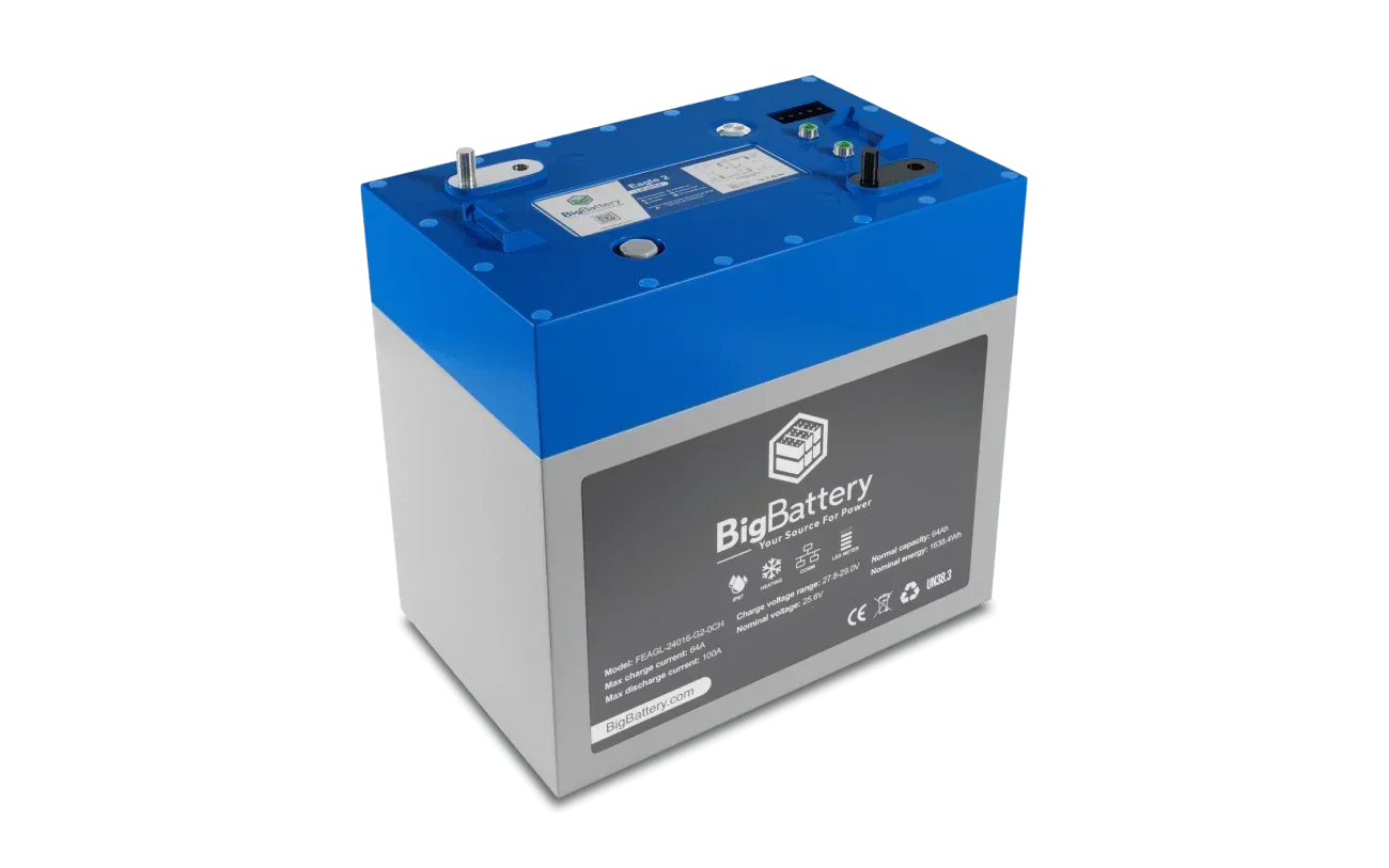 BigBattery 24V EAGLE 2 – LiFePO4 – 64Ah – 1.63kWh Lithium Battery