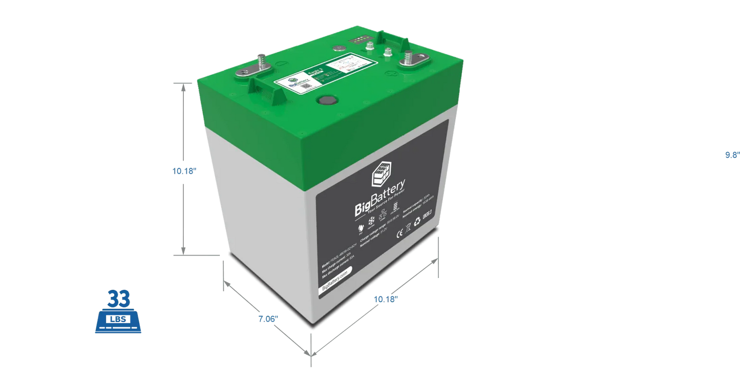 BigBattery 48V EAGLE 2 | LiFePO4 | 32Ah | 1.63kWh | Golf &amp; Utility Cart Battery