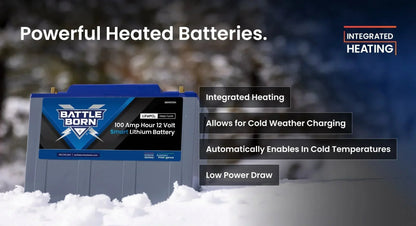 Battle Born 100Ah 12V Smart Heated LiFePO4 Deep Cycle Battery Kit