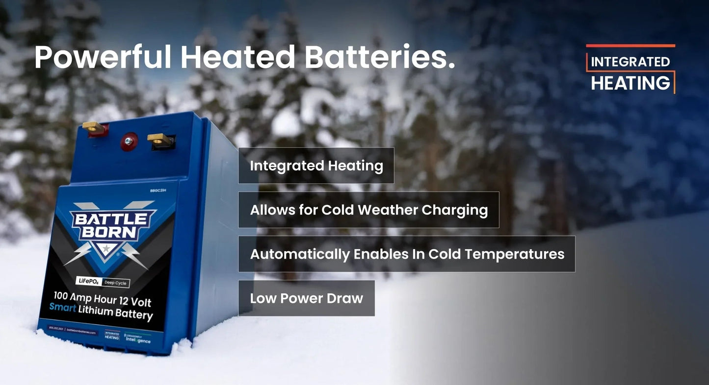 Battle Born 100Ah 12V GC2 Smart Heated LiFePO4 Deep Cycle Battery Kit