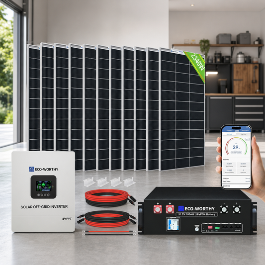 Eco-Worthy 2340W 48V (12×195W) Complete MPPT Off-Grid Solar Kit | 5kW Inverter + 48V 100Ah Rack Battery lifestyle hero image