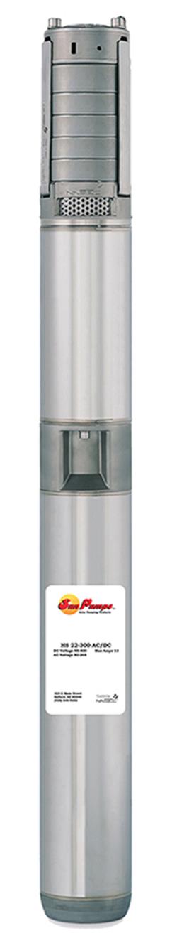Sun Pumps HS-22-154 AC/DC Centrifugal Solar Submersible Pump, 22GPM, 154Ft Head, 120-400 VDC or 120-265 VAC, 1600W, Max 92°F