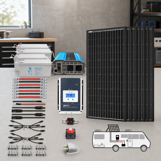 ACOPOWER 600W Mono Black RV Solar System lifestyle hero image