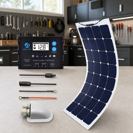 ACOPOWER Flexible Solar Panel Kit + MPPT / PWM Charge Controller lifestyle hero image