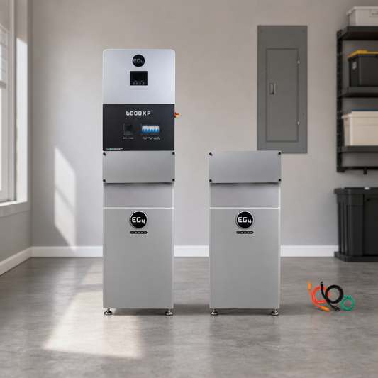 EG4 OffGrid Power Kit | 6kW 120/240V Output 48VDC - 32kWh System Bundle | 1 x EG4 6000XP Inverter + 2 x EG4 WallMount 314Ah Indoor Battery lifestyle hero image