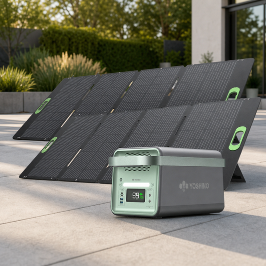 Yoshino B2000 Power Station with 2*SP200 Solar Panel lifestyle hero image
