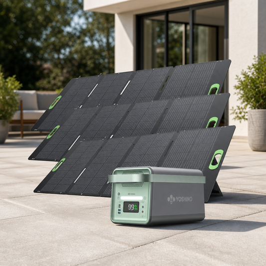 Yoshino B2000 Power Station with 3*SP200 Solar Panel lifestyle hero image