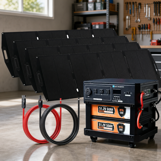 ECO-WORTHY SL3500 Stackable Power Station with 4×200W Portable Solar Panels | 5120 Wh Capacity | Emergency Backup | Portable & Expandable Power & Capacity lifestyle hero image
