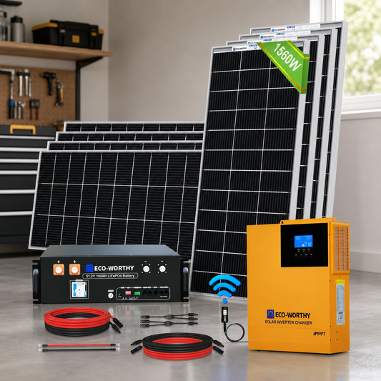 Eco-Worthy 1560W 48V (8×195W) Complete Off-Grid Solar Kit | 3.5kW Inverter + 48V 100Ah Rack Battery lifestyle hero image