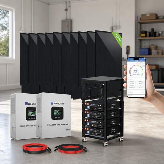 ECO-WORTHY Complete Off-Grid Solar Panel Kit | 2×5kW 120V/240V Output | 20.48kWh–30.72kWh Lithium Battery | 7380W–9840W Solar Input lifestyle hero image