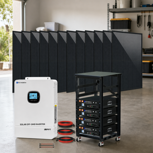 ECO-WORTHY Complete Off-Grid Solar Power System - 10000W 120/240V Output | 20.48kWh/61.44kWh Lithium Battery | 4920 Watts/14760Watts PV Input lifestyle hero image