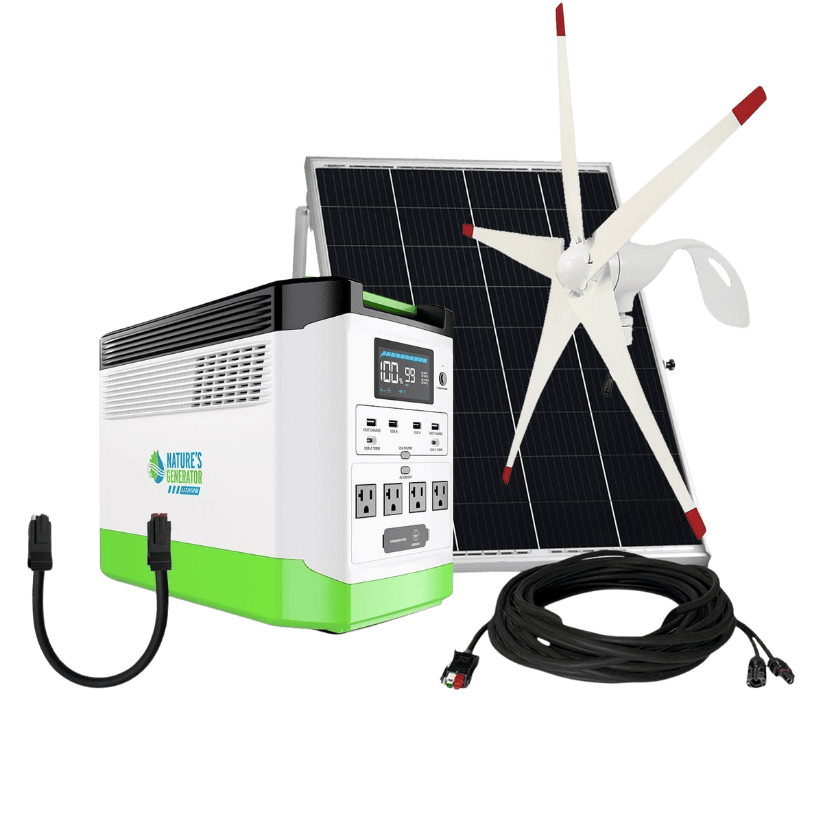 Lithium 1800 Solar and Wind Generator 1800W Power Station with Dual Charging Outdoor Use