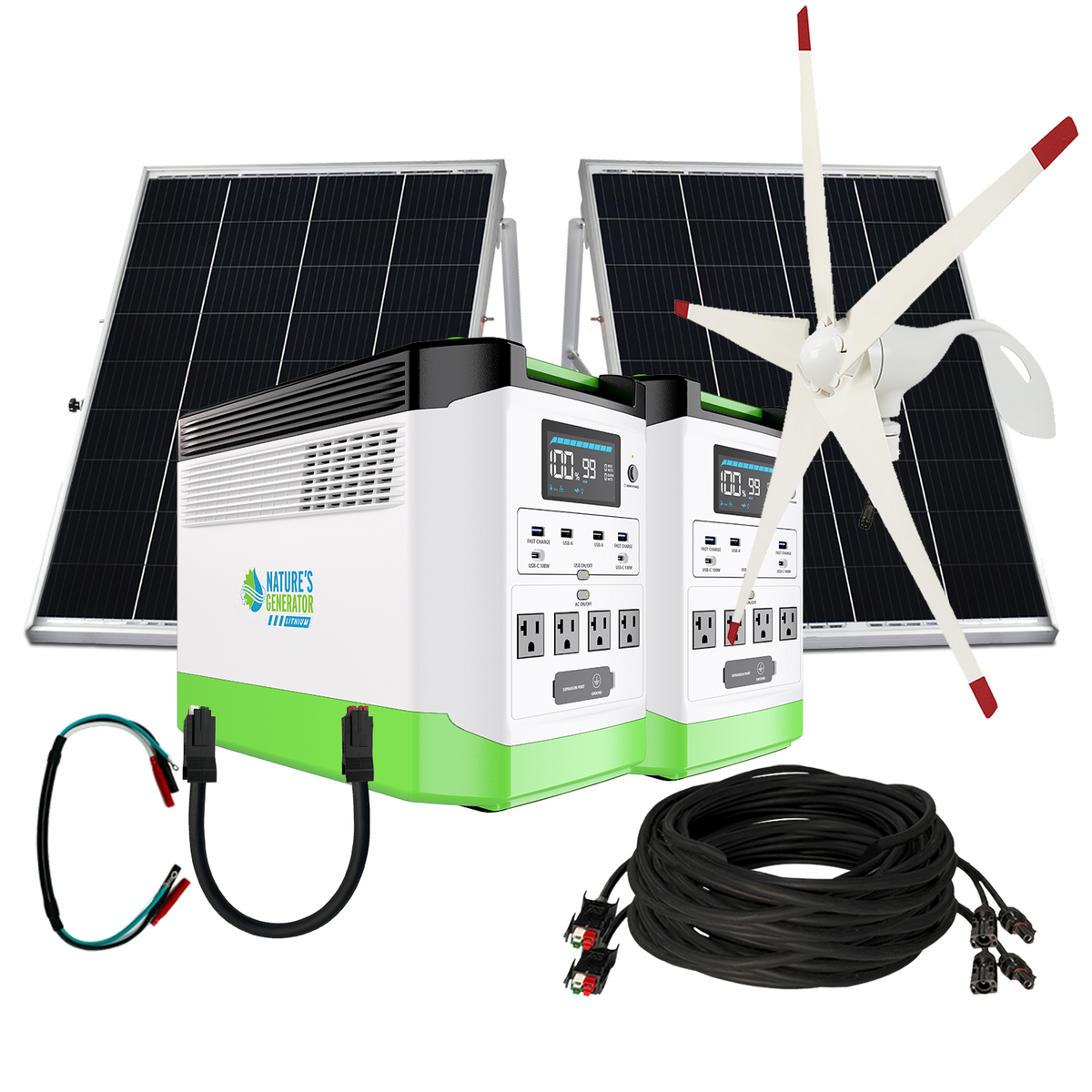 Lithium 1800 Solar and Wind Generator 1800W Power Station with Dual Charging Outdoor Use