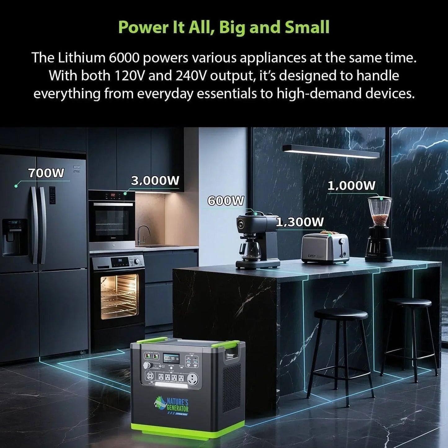 Nature's Generator Lithium 6000 with Solar Panel