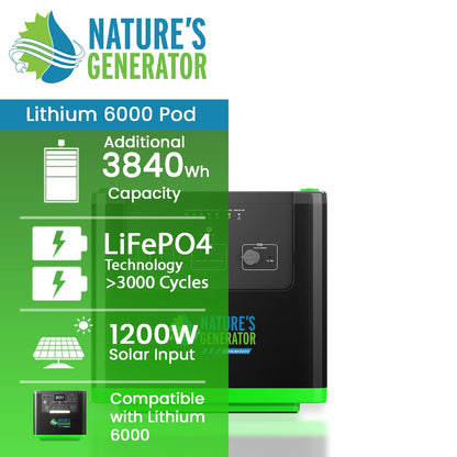 Nature's Generator Lithium 6000 Power Pod Expansion Battery 3840Wh External Energy Storage For Backup Power