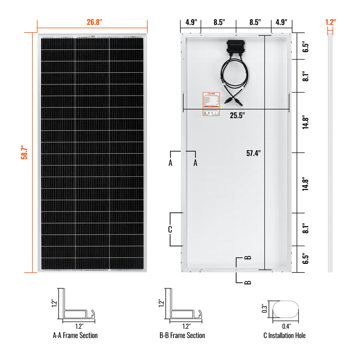 MEGA 200 MAX | 200 Watt 24 Volt Solar Panel | Premium 24V Off-Grid Solar Panel for RVs, Trailers, Cabins | 25-Year Output Warranty | UL Certified
