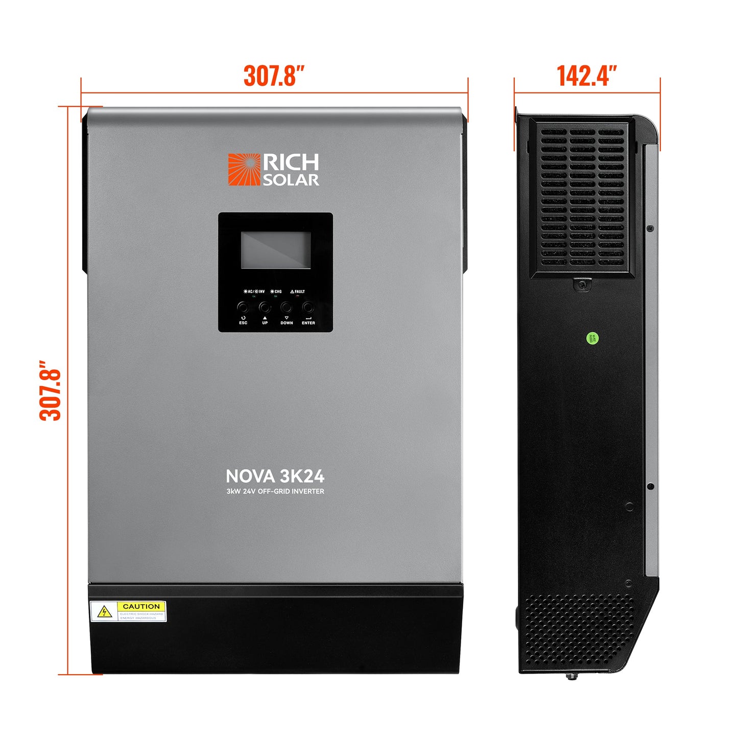 Rich Solar NOVA MAX 3K | 3000W 24V Hybrid Inverter for RVs, Trailers, Campers, Vans, Trucks, Overlanders, Boats