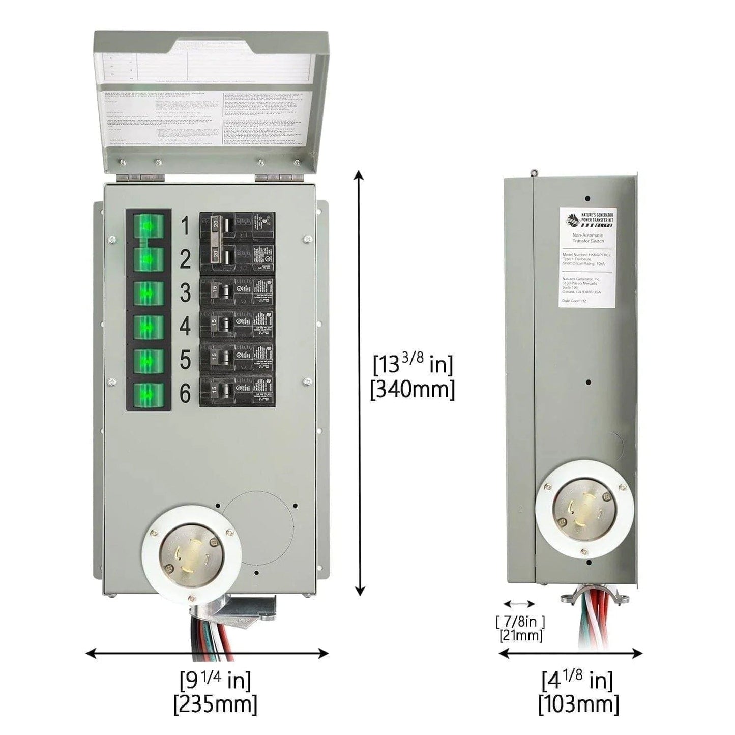 Nature's Generator Refurbished 120V/240V Manual Transfer Switch 30A 6-Circuit for Home Power