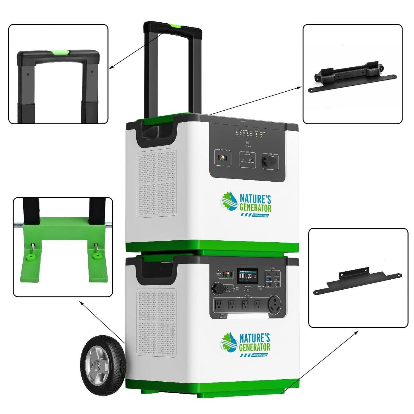 Nature's Generator Heavy Duty Cart for Lithium 3600 and 6000 Systems with 7 Inch Rugged Wheels and Stack Design