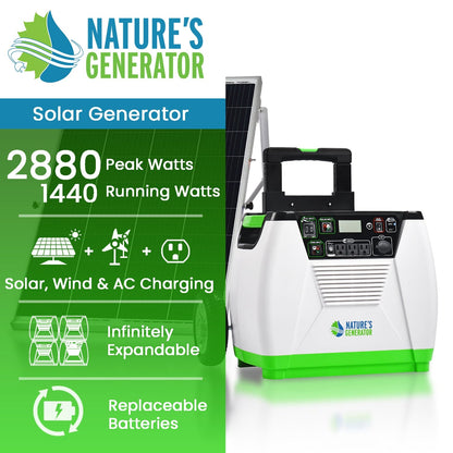 Nature's Generator Gold System Portable Solar Power Station 1800 W Includes High Output Solar Panel Model 1800