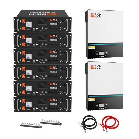 Off-Grid System Kit | 13,000W 120/240V Output, 48VDC(28.8kWh Alpha 5 Server Lithium Iron Phosphate Battery)