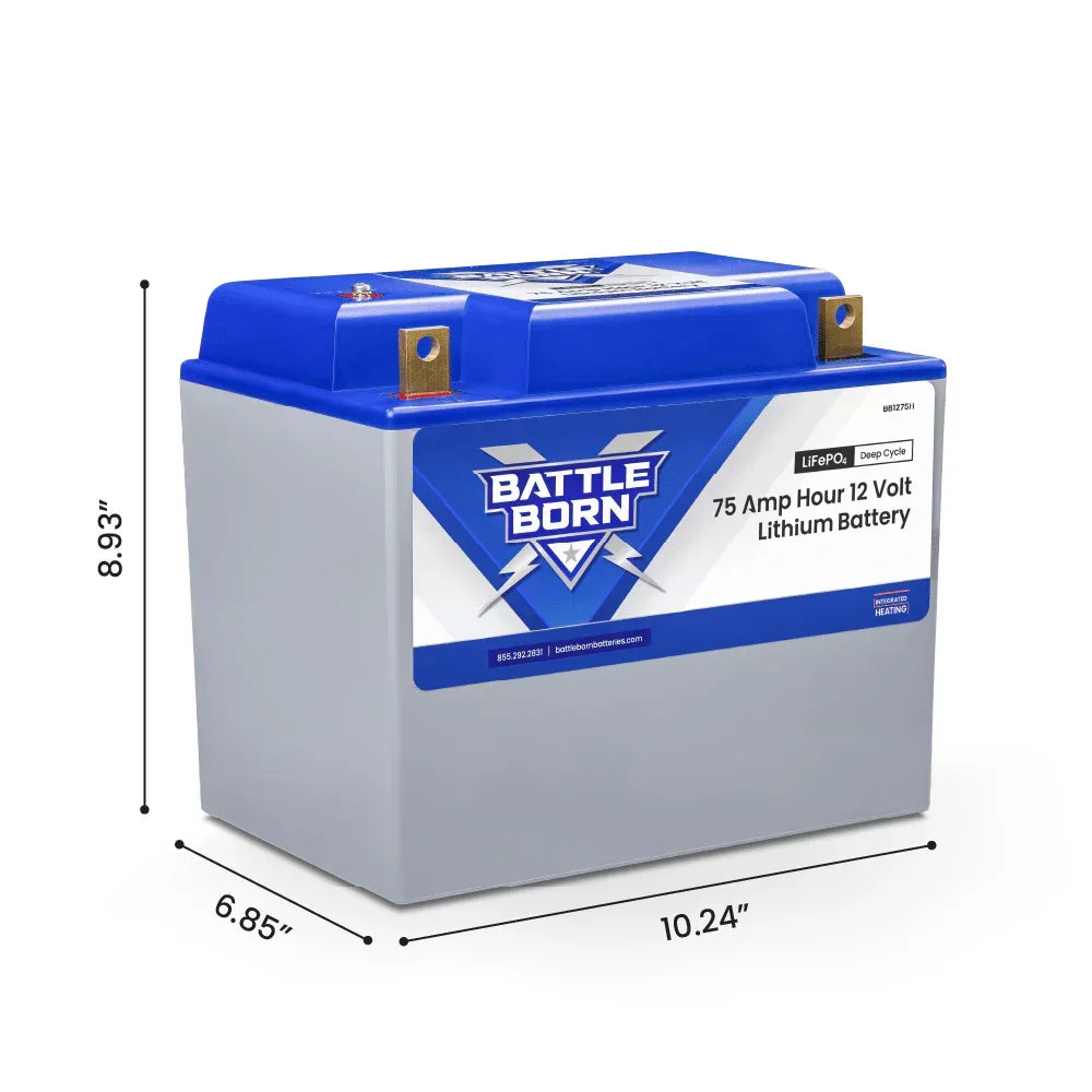 Battle Born 75Ah 12V Group 24 LiFePO4 Heated Battery Kit