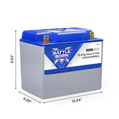 Battle Born 75Ah 12V Group 24 LiFePO4 Deep Cycle Battery