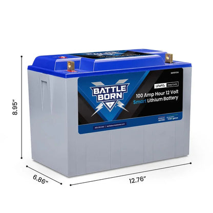 Battle Born 100Ah 12V Smart Heated LiFePO4 Deep Cycle Battery Kit