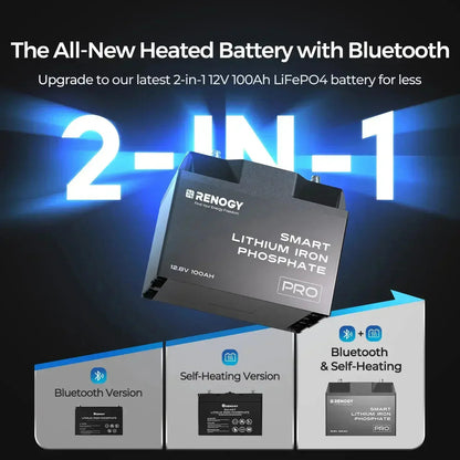 Renogy Pro - 12V 100Ah/200Ah Smart LiFePO4 Battery w/ Bluetooth & Self-Heating