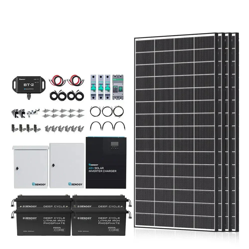 Renogy Complete Cabin Solar Kit 1200W 2500W | Optional 9.6kWh Deep-Cycle AGM / LiFePO4 Batteries