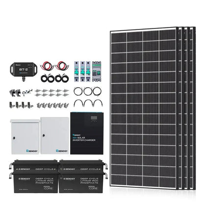 Renogy Complete Cabin Solar Kit 1200W 2500W | Optional 9.6kWh Deep-Cycle AGM / LiFePO4 Batteries