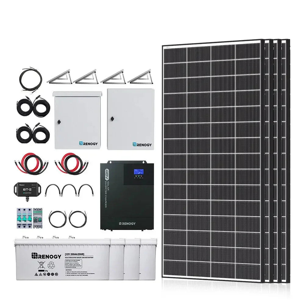 Renogy Complete Cabin Solar Kit 1200W 2500W | Optional 9.6kWh Deep-Cycle AGM / LiFePO4 Batteries