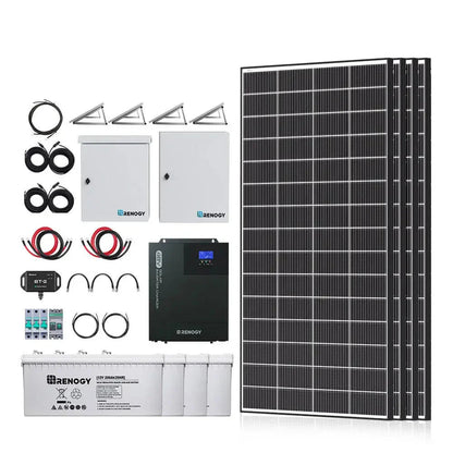 Renogy Complete Cabin Solar Kit 1200W 2500W | Optional 9.6kWh Deep-Cycle AGM / LiFePO4 Batteries
