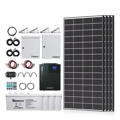 Renogy Complete Cabin Solar Kit 1200W 2500W | Optional 9.6kWh Deep-Cycle AGM / LiFePO4 Batteries