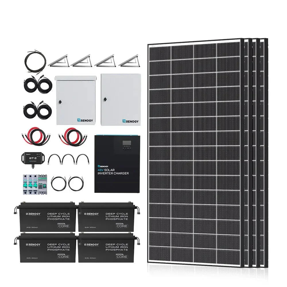 Renogy Complete Cabin Solar Kit 1200W 2500W | Optional 9.6kWh Deep-Cycle AGM / LiFePO4 Batteries