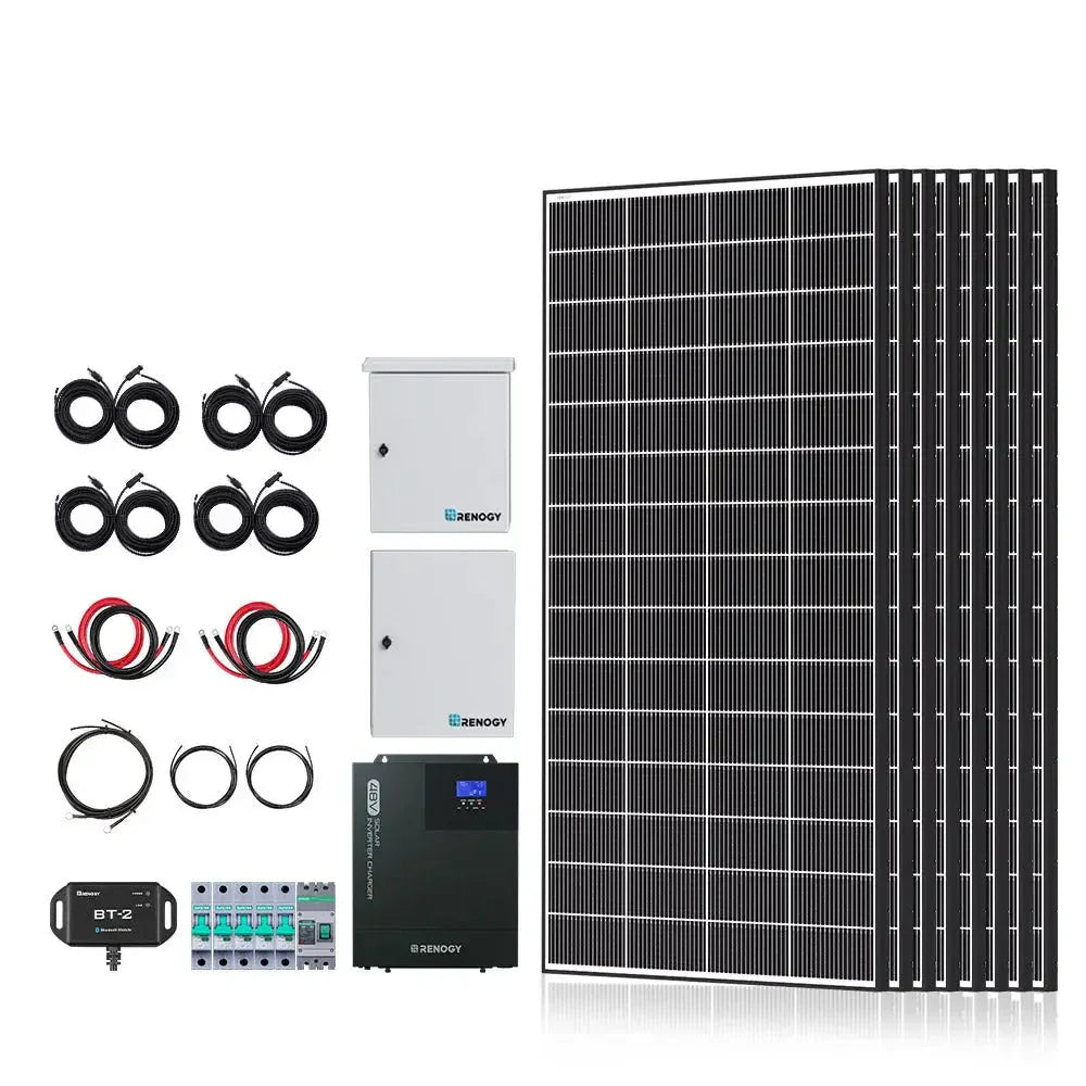 Renogy Complete Cabin Solar Kit 1200W 2500W | Optional 9.6kWh Deep-Cycle AGM / LiFePO4 Batteries