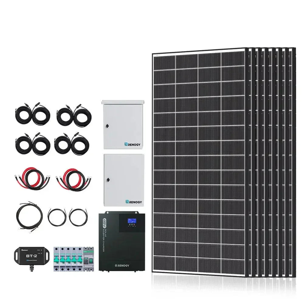 Renogy Complete Cabin Solar Kit 1200W 2500W | Optional 9.6kWh Deep-Cycle AGM / LiFePO4 Batteries
