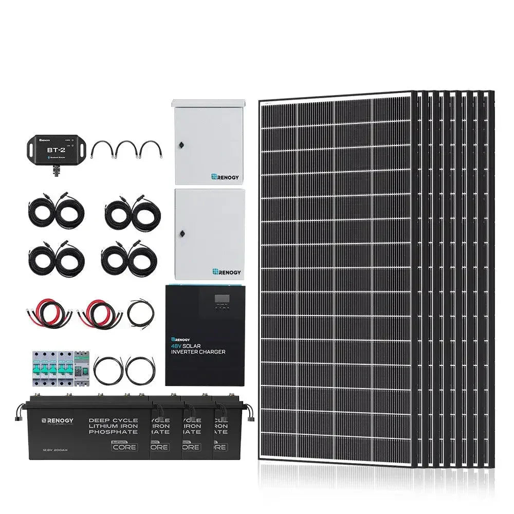 Renogy Complete Cabin Solar Kit 1200W 2500W | Optional 9.6kWh Deep-Cycle AGM / LiFePO4 Batteries