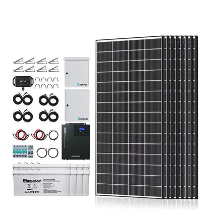 Renogy Complete Cabin Solar Kit 1200W 2500W | Optional 9.6kWh Deep-Cycle AGM / LiFePO4 Batteries
