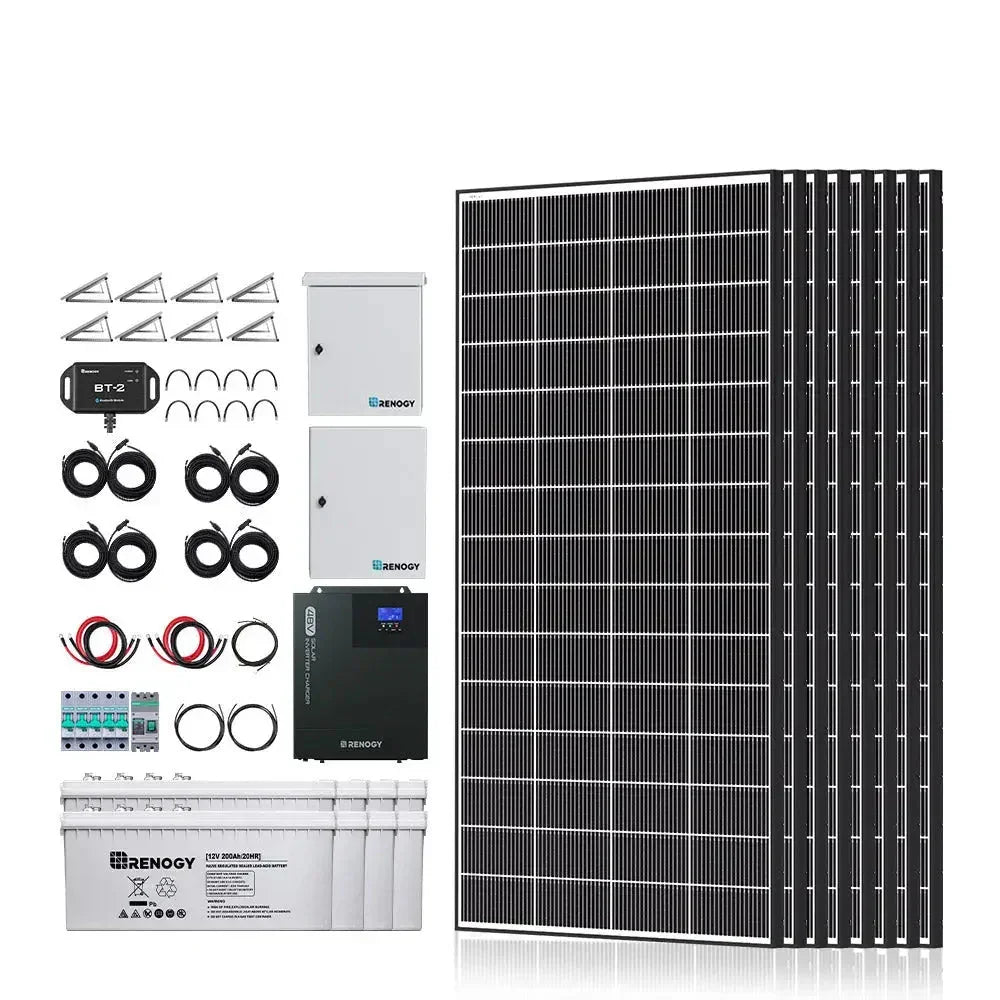 Renogy Complete Cabin Solar Kit 1200W 2500W | Optional 9.6kWh Deep-Cycle AGM / LiFePO4 Batteries