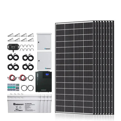Renogy Complete Cabin Solar Kit 1200W 2500W | Optional 9.6kWh Deep-Cycle AGM / LiFePO4 Batteries