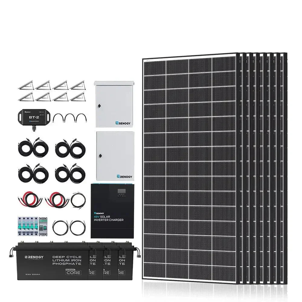 Renogy Complete Cabin Solar Kit 1200W 2500W | Optional 9.6kWh Deep-Cycle AGM / LiFePO4 Batteries
