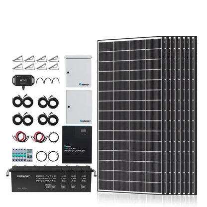 Renogy Complete Cabin Solar Kit 1200W 2500W | Optional 9.6kWh Deep-Cycle AGM / LiFePO4 Batteries