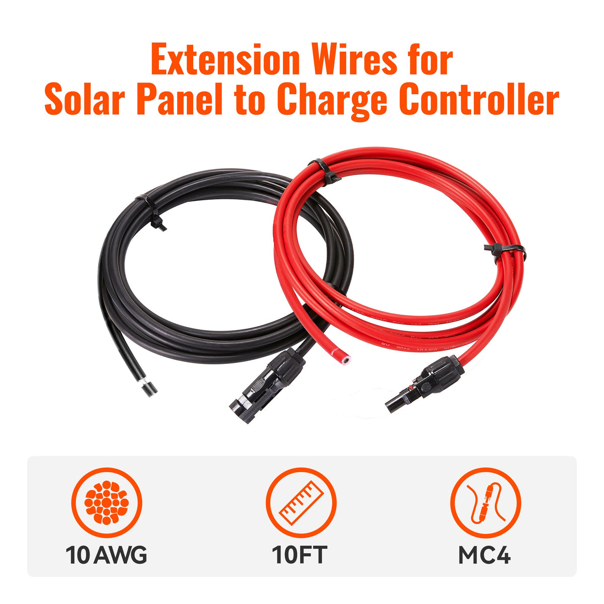 10 Gauge Extension Cable to Connect Solar Panel to Charge Controller