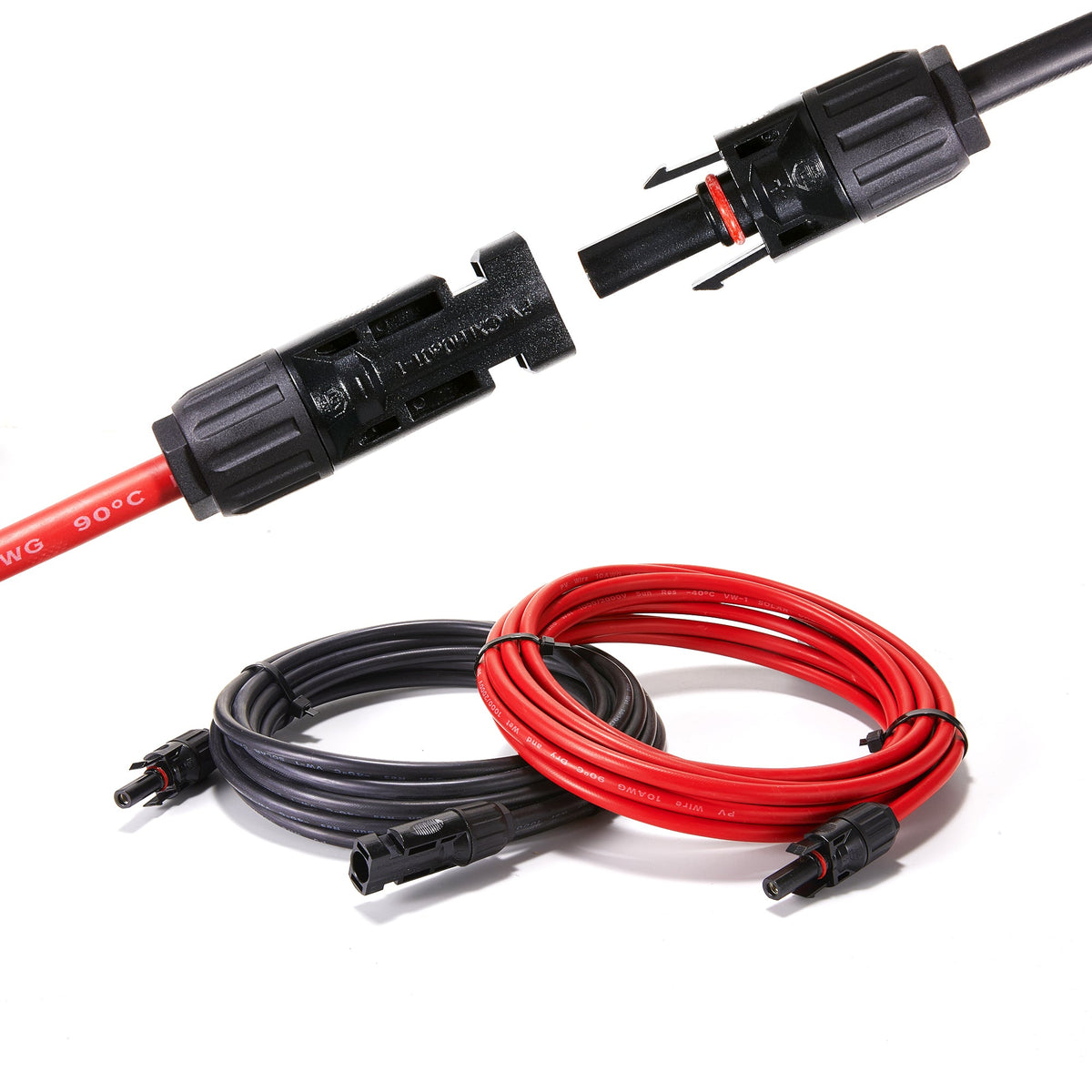 10 Gauge Solar Panel Extension Cable with Male and Female Solar Connector Ends
