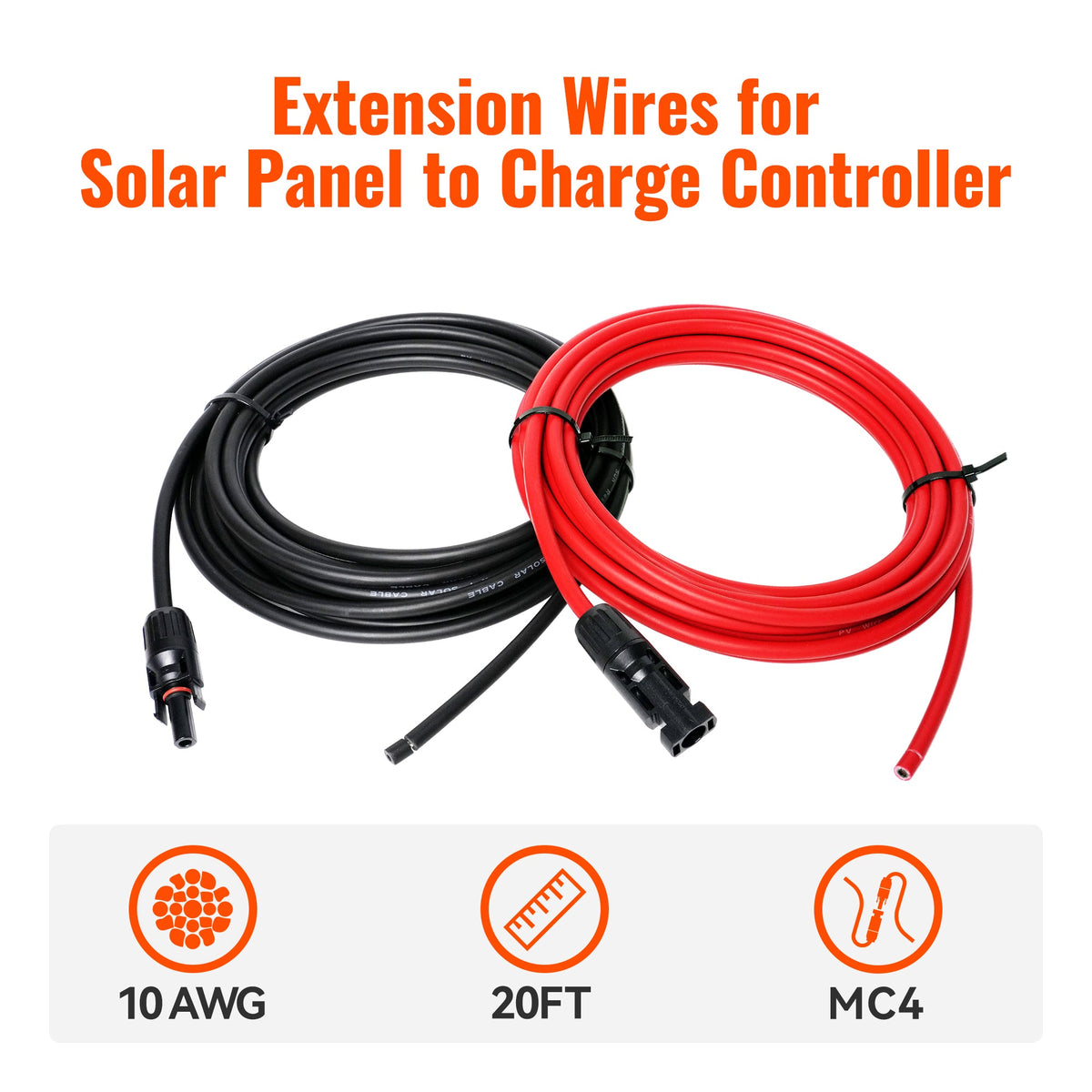 10 Gauge Extension Cable to Connect Solar Panel to Charge Controller